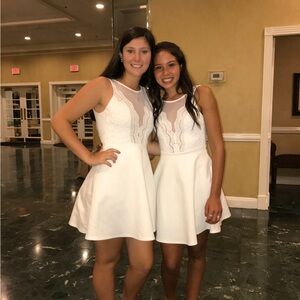 Lulu's White A-Line Scoop Neck Mini Dress